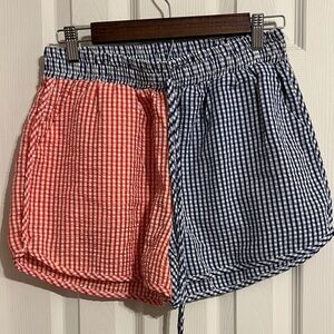 Colorblock Gingham boxer Shorts - Navy & red